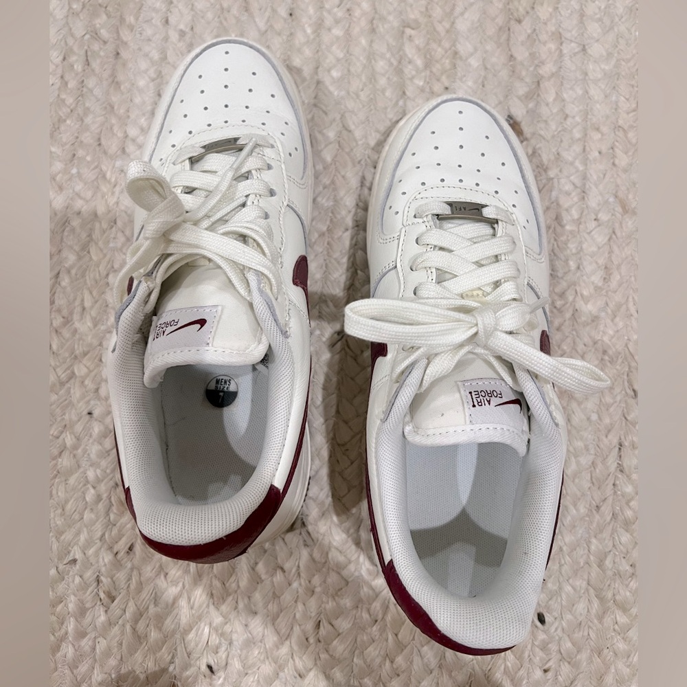 Nike Air Force 1s. Cream and burgundy color way. In amazing condition. - Picture 4 of 5